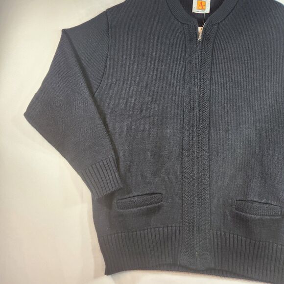 SAI Sweater Mens Sz Large Dk Navy Knit Full Zip Cardigan Grandpa Core A+ School - Picture 3 of 16